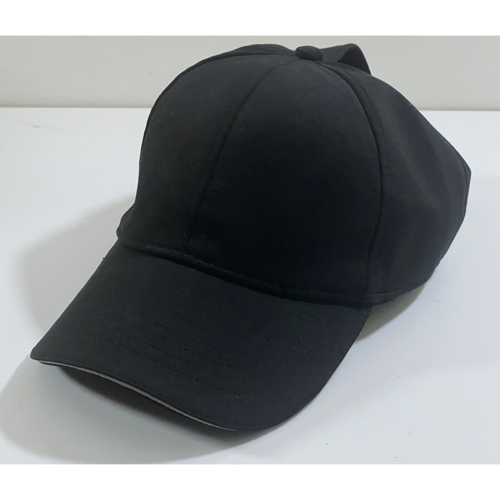 Black Baseball‎ Hat with White Trim on the Visor Adjustable